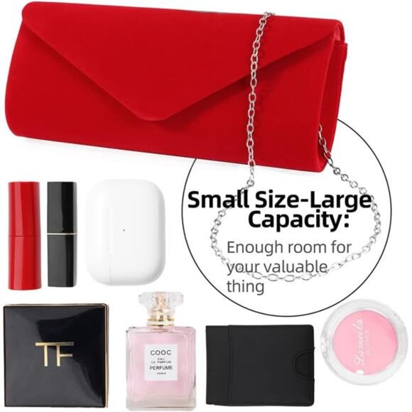 Clutch Purses Evening Bag for Women Party Prom Black-Tie Events Velvet Handbag - Picture 4 of 8